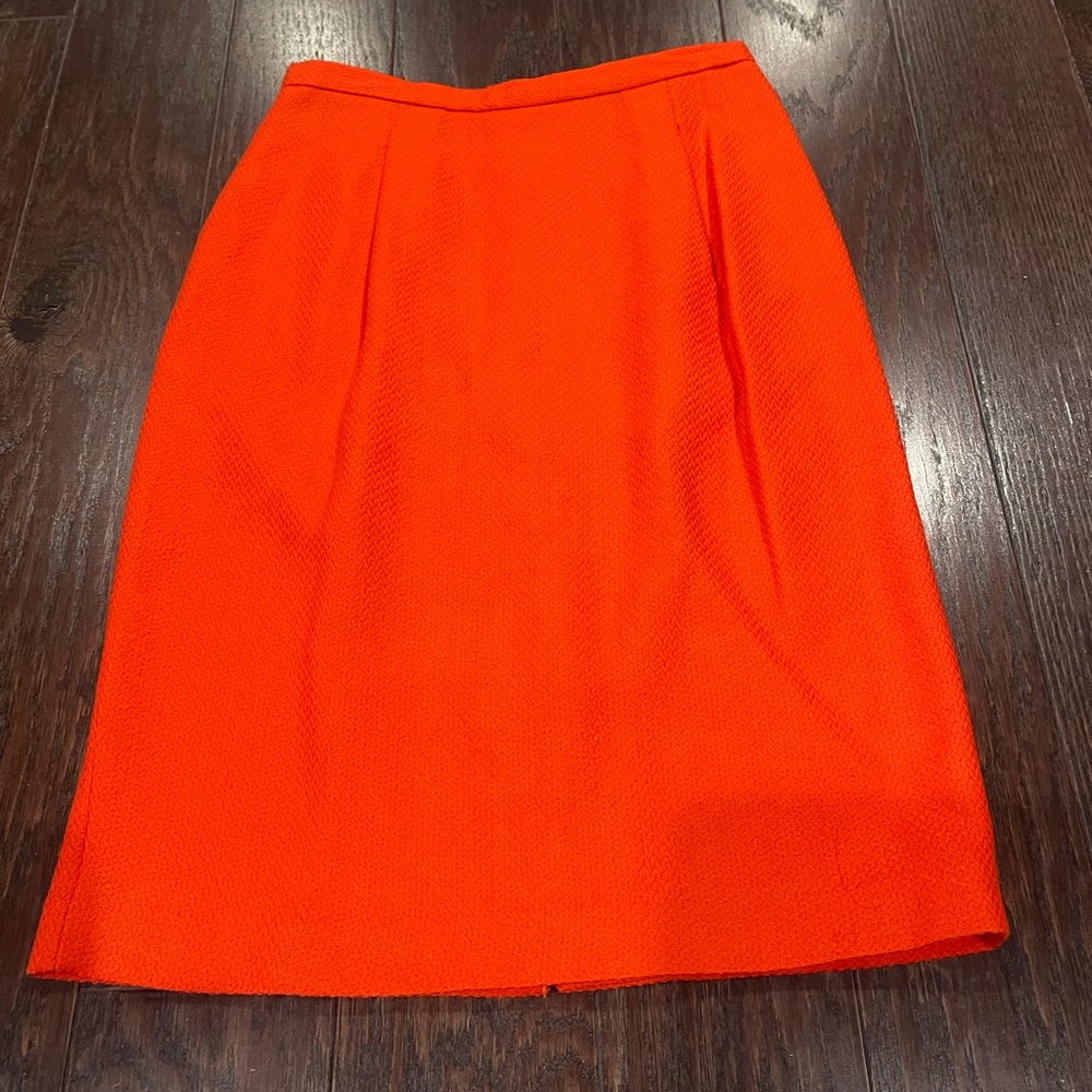 Vintage Lillie Rubin Red Orange Slit 100% Wool Lined Size 8 Career